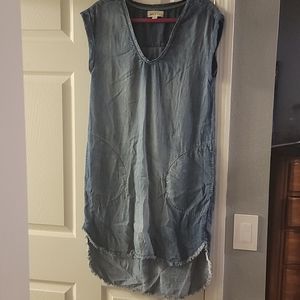 Cloth & Stone chambray high low dress with pockets